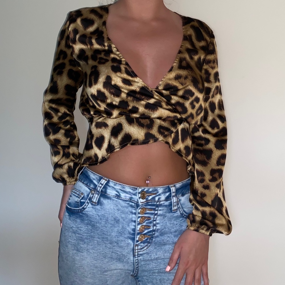 Leopard print Fashion Nova wrap top